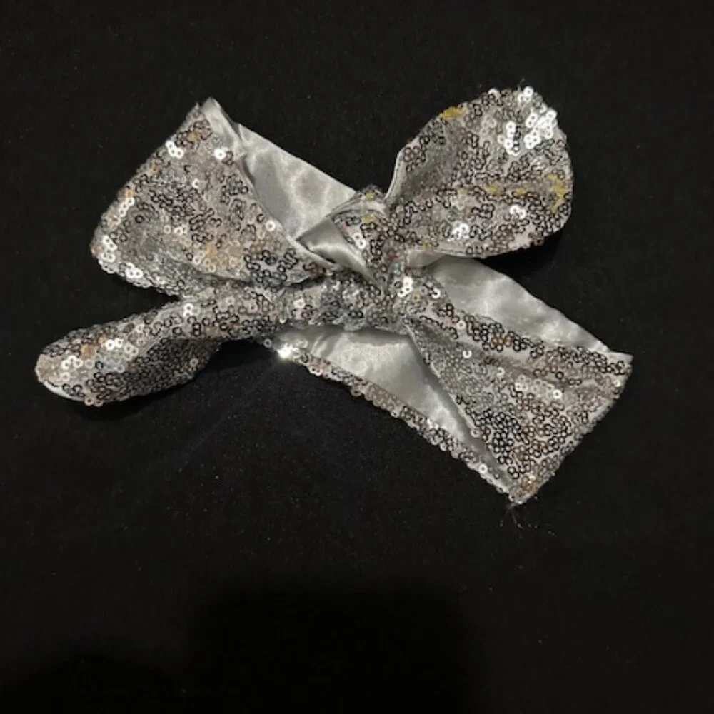 Silver Sequin Knot Headband  -Women's